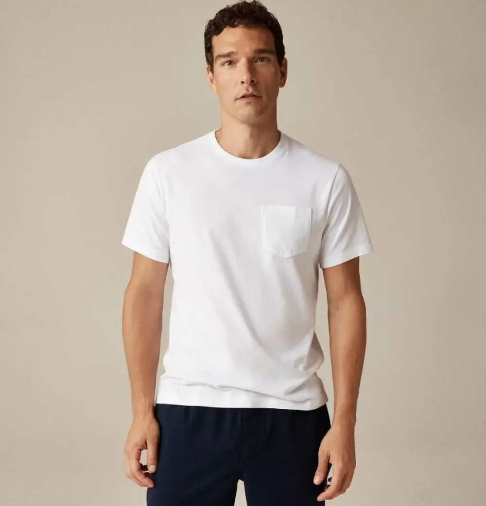J.Crew Broken-In Short Sleeve Pocket Shirt Mens L White Crewneck Pullover Cotton
